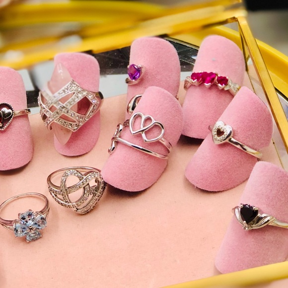 Genuine Garnet Hearts Rope Design Sterling Silver ring 7 - Picture 4 of 6